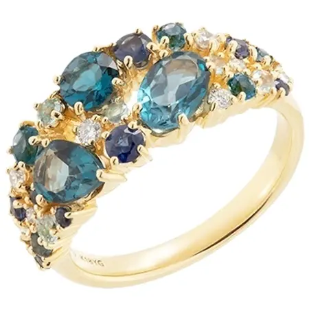 Ponte Vecchio(ポンテヴェキオ) K18YGブルートパーズ/サファイア/ダイヤモンドリング