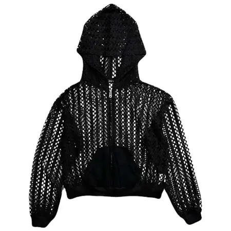 roarguns(ロアーガンズ) WOMENS MESH LACE HOODIE / BLACK