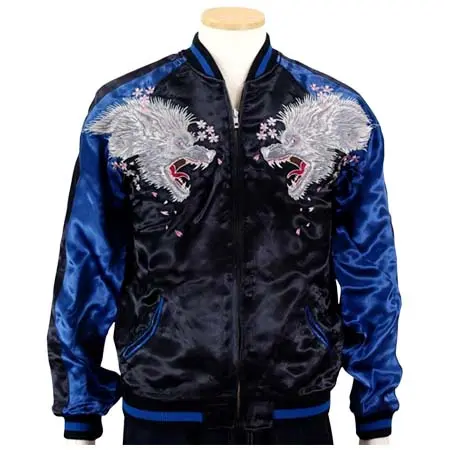 satori(サトリ) GSJR-025 　月に白狼刺繍スカジャン