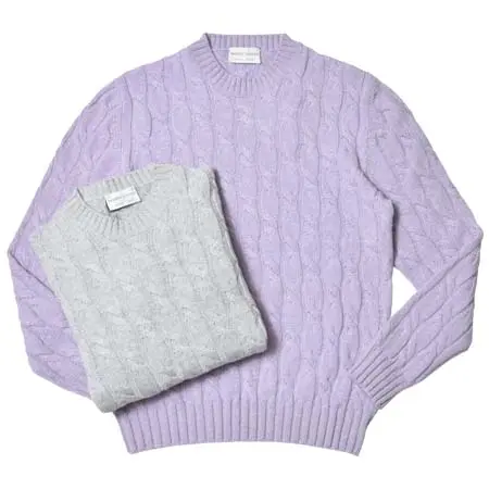 Settefili Cashimere(セッテフィーリカシミア) カシミヤ ケーブル ミドルゲージ クルーネック ニット