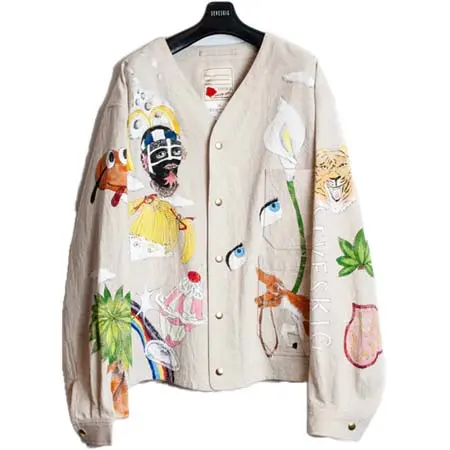 SEVESKIG(セヴシグ) JK-SV-NGS-1005 / Hand Painting No-Collar Engineer Jacket Ver,Ridawo