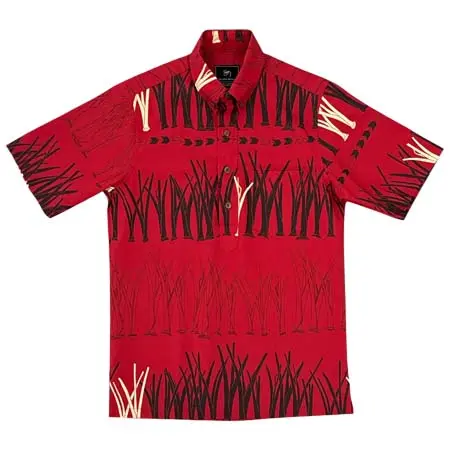 Sig Zane Designs(シグゼーン デザイン) Aloha Puʻueo Pullover Aloha Shirt- Cayenne