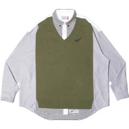 SIVA(シヴァ) PASTED V-NECK BUTTONDOWN OVERSIZED SHIRTS