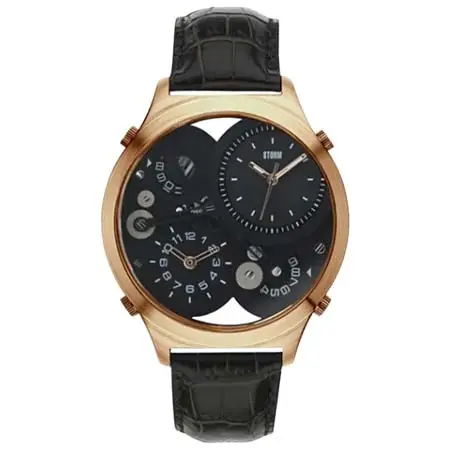 STORM LONDON(ストームロンドン) QUADRA 47186RG ゴールド レザーストラップ ブラック系