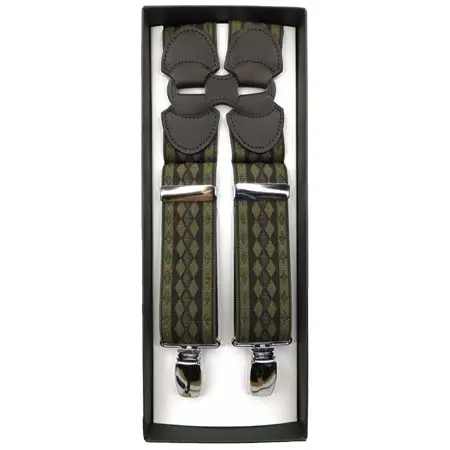 TANIWATARI(タニワタリ) 35㎜　Ｈ型サスペンダー ダイヤ柄（茶系）