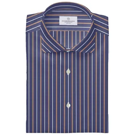 THOMAS MASON(トーマスメイソン) ネイビー×ベージュ ブロード ストライプ ドレスシャツ