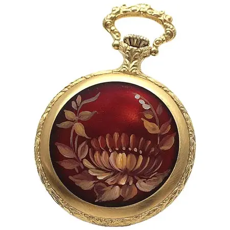 TIMOR(ティモール) オープンフェイス/ラッカー仕上げ/TPFLORALB/ゴールドカラー 懐中時計