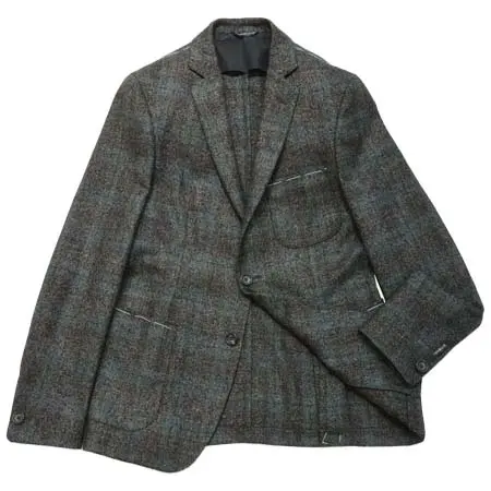 TONELLO(トネッロ) ウールナイロンシルクライトツィードタータンチェック2Bジャケット