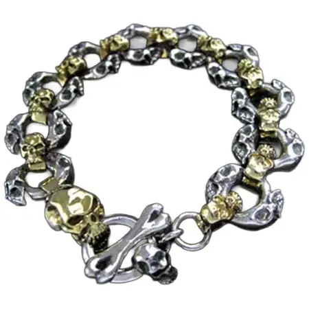 TRANSCORE(トランスコア) Round Skull & Skull Bracelet (feat.18K Y.Gold)