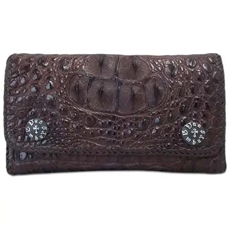 VAN AMBURG LEATHERS(ヴァンアンバーグレザーズ) ラージバイカーウォレット/ブラウンヘッドピースアリゲーター