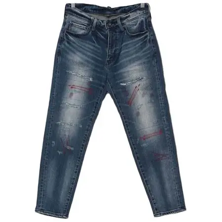 VOGUISH(ヴォーギッシュ) 8分丈ストレッチダメージデニムパンツ