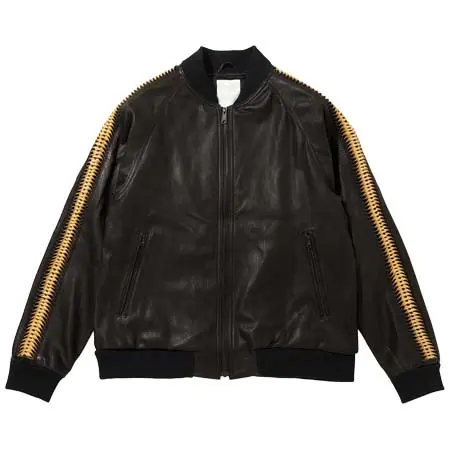 WhoWhat(フーワット) LEATHER SHARK JACKET／BLACK × NATURAL