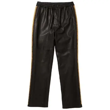 WhoWhat(フーワット) LEATHER SHARK PANTS／BLACK × NATURAL