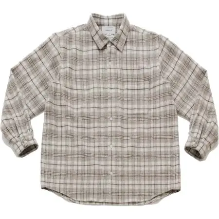 YAECA(ヤエカ) Natural Checkered Wool Shirt Wide