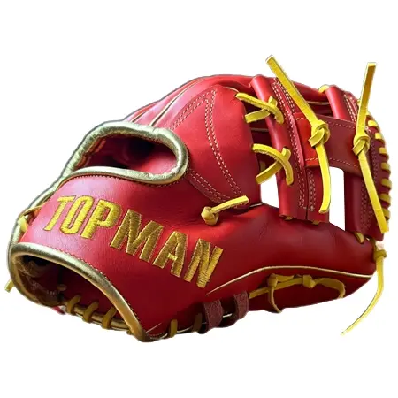 TOPMAN(トップマン) 野球 グローブ 軟式グラブ　赤オレンジ×ゴールド　内野手用(G4B456)　右投げ