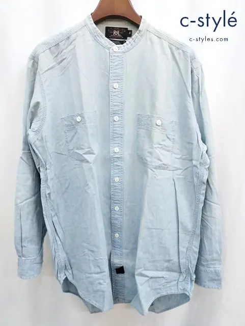 RRL ダブルアールエル ノーカラーシャンブレーシャツ M インディゴ