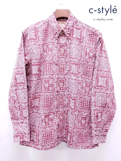 REYN SPOONER レインスプーナー アロハシャツ M レッド系 50th ANNIVERSARY 長袖