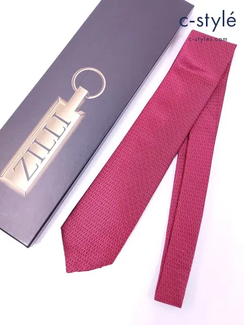 ZILLI ジリー ネクタイ レッド フランス製 シルク100％