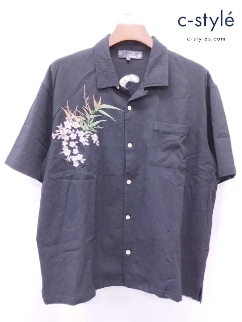 絡繰魂 からくりだましい シャツ XXL ブラック 粋 信長の虎刺繍 292040