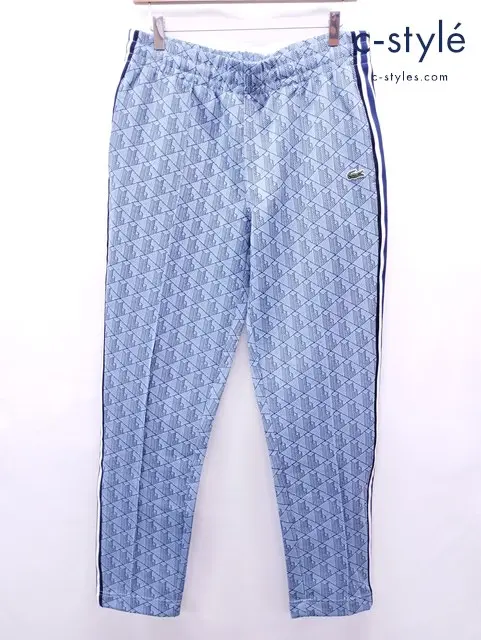 LACOSTE ラコステ サイドテーピングモノグラムジャカードトラックパンツ US・L ブルー XH1440-10