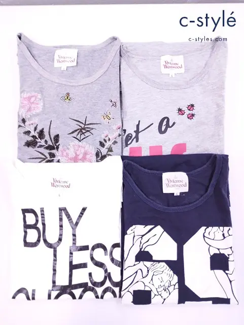 Vivienne Westwood ヴィヴィアンウエストウッド Tシャツ L 綿100％ ホワイト グレー系 ネイビー系 計4点 レディース