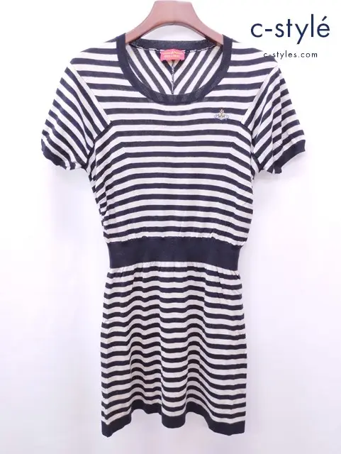 Vivienne Westwood RED LABEL ワンピース ブラック×ベージュ系 ボーダー レディース