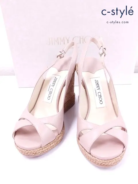 JIMMY CHOO ジュミーチュウ ウェッジソールサンダル 34 ピンクベージュ系 AMELY105 レディース