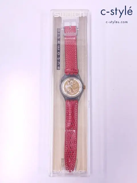 Swatch スウォッチ 腕時計 クリアブルー×レッド SAN103 自動巻き