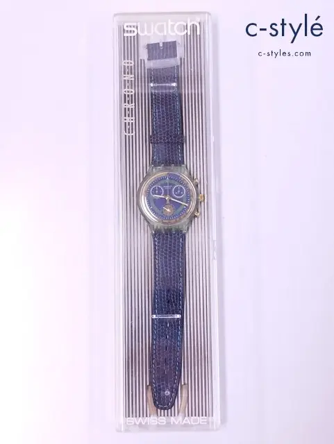 Swatch スウォッチ 腕時計 クリア×ブルー クロノグラフ クォーツ SCG104