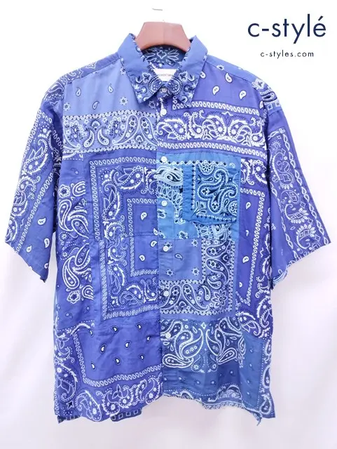 MIYAGIHIDETAKA ミヤギヒデタカ シャツ FREE ブルー BANDANA SHIRT 綿100%