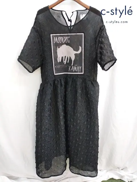 OKIRAKU×ROSE BUD オキラク×ローズバッド ムーンドッグシアーワンピース F ブラック レディース
