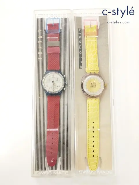 Swatch スウォッチ 腕時計 クリアブルー×レッド クリアピンク×イエロー クォーツ 自動巻き