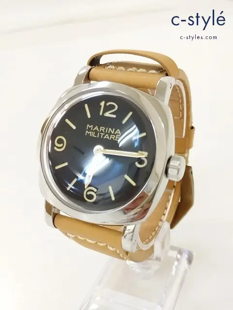 R.X.W MARINA MILITARE 手巻き 腕時計 シルバー×キャメル 6152 塊バックル 換装