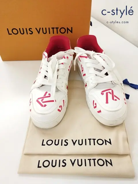 LOUIS VUITTON ルイ・ヴィトン LV トレイナーライン レザースニーカー 5 ホワイト×レッド LD0272