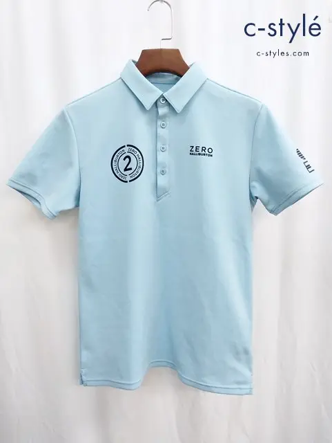 ZERO HALLIBURTON ゼロハリバートン ポロシャツ M ライトブルー ポリエステル100％ ゴルフウェア