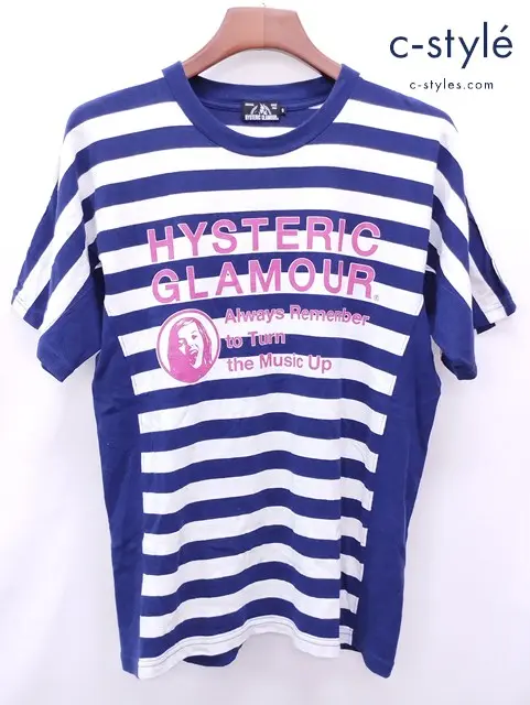 HYSTERIC GLAMOUR ヒステリックグラマー Tシャツ S ネイビー × ホワイト ボーダー 02201CT28