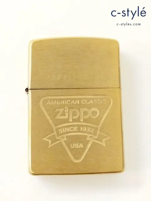 ZIPPO ジッポー オイルライター SOLID BRASS AMERICAN CLASSIC SINCE 1932 ゴールド 1995 喫煙具
