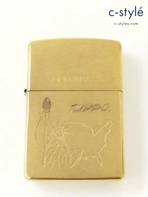 ZIPPO ジッポー オイルライター SOLID BRASS 自由の女神 アメリカ合衆国 ゴールド 1995 喫煙具