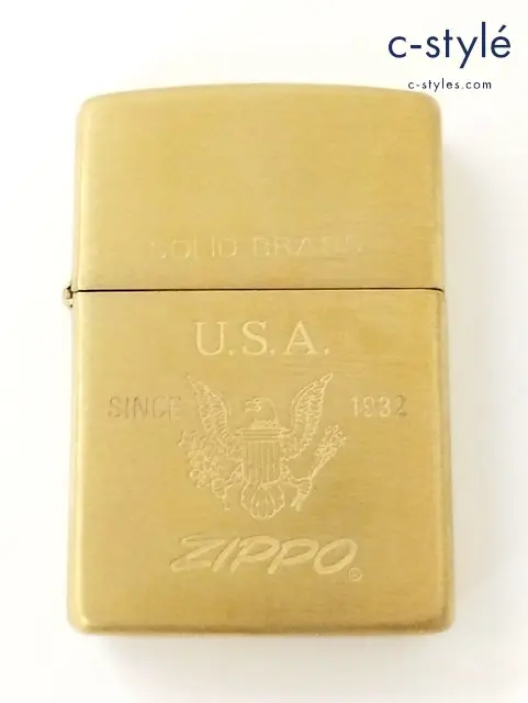 ZIPPO ジッポー オイルライター SOLID BRASS U.S.A. SINCE 1932 ゴールド 1995 喫煙具