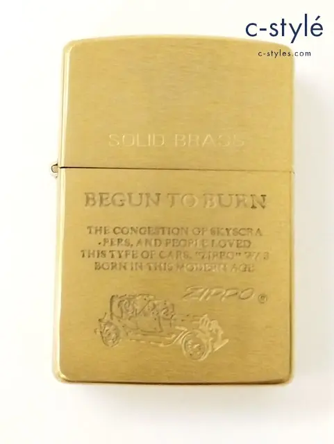 ZIPPO ジッポー オイルライター SOLID BRASS BEGUN TO BURN ゴールド 1995 喫煙具 嗜好品