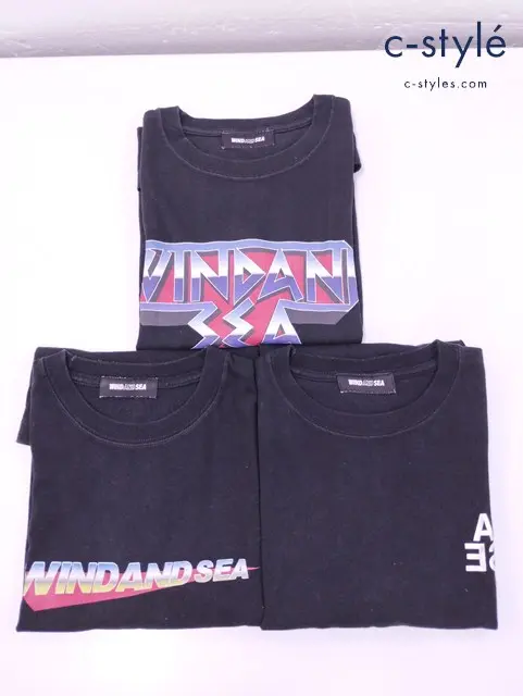 WIND AND SEA ウィンダンシー Tシャツ S 綿100％ ブラック 計3点