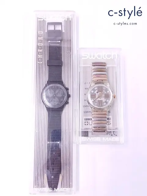 Swatch スウォッチ 腕時計 ブラック ゴールド×シルバー SCB106 SAK107 クォーツ 自動巻き