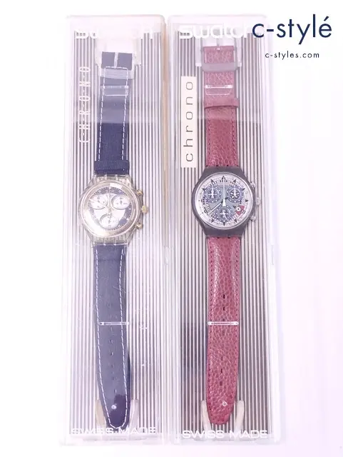 Swatch スウォッチ 腕時計 クリア×ネイビー クリアブラック×レッド SCK108 SCM401 クロノグラフ クォーツ