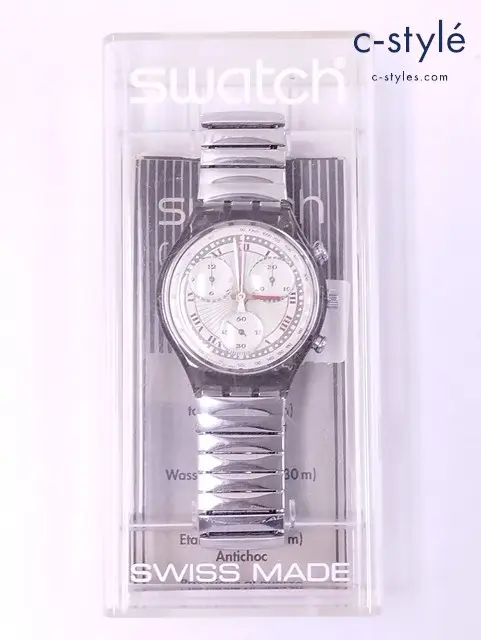 Swatch スウォッチ 腕時計 クリアブラック×シルバー SCM107 クロノグラフ クォーツ