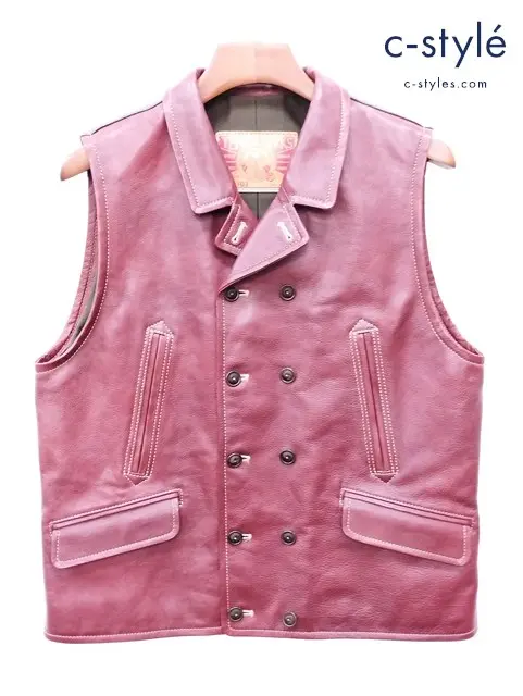 TENJIN WORKS 天神ワークス レザーベスト 42 ボルドー系 アーティストベスト AV01