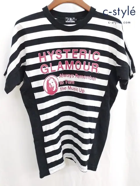 HYSTERIC GLAMOUR ヒステリックグラマー Tシャツ S ブラック×ホワイト ボーダー 綿100% 02201CT28