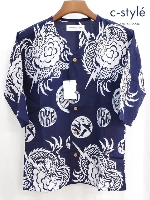 RUDEGALLERY ルードギャラリー シャツ 1 ネイビー系 綿100% 龍 69806-1