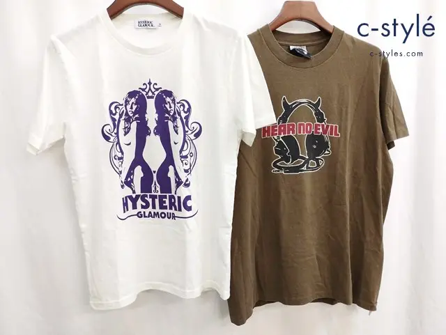 HYSTERIC GLAMOUR ヒステリックグラマー Tシャツ M ホワイト オリーブ プリント 綿100% 計2点