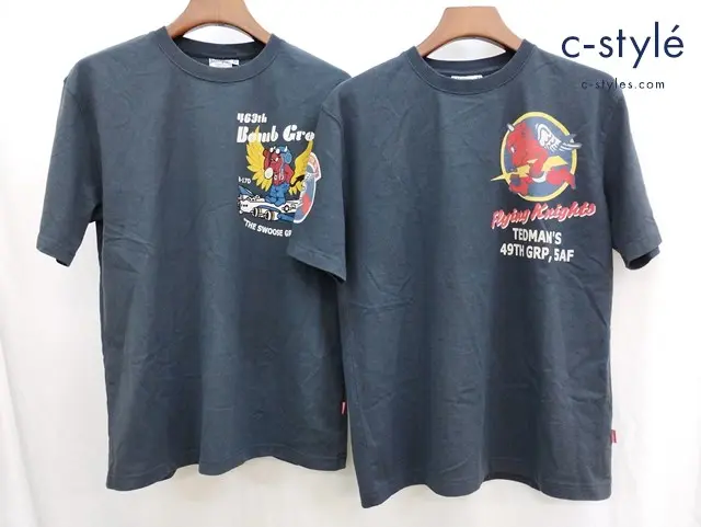 TEDMAN テッドマン Tシャツ 42 チャコールグレー系 プリント 半袖 綿100％