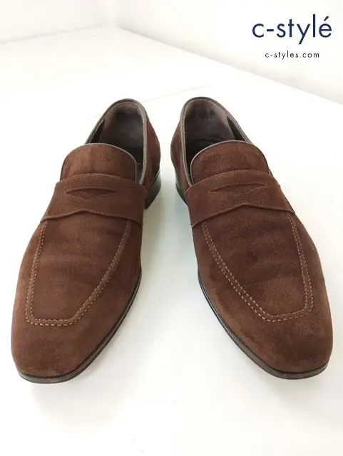 ferrante フェランテ コインローファー 8 ブラウン スエード イタリア製